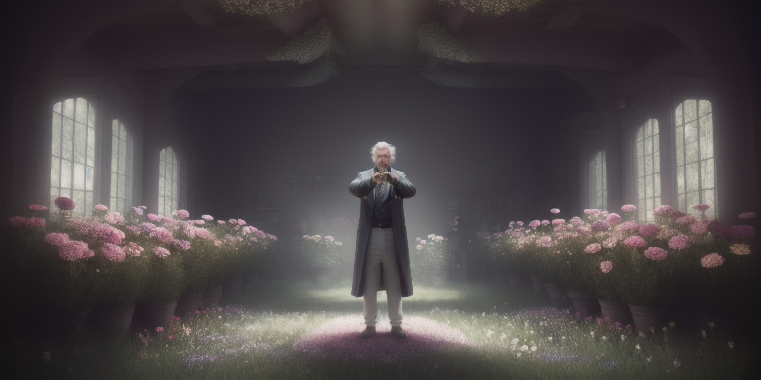 00020-1331196213-meditation scene_ a man standing in a room with a bunch of flowers in his hand.png